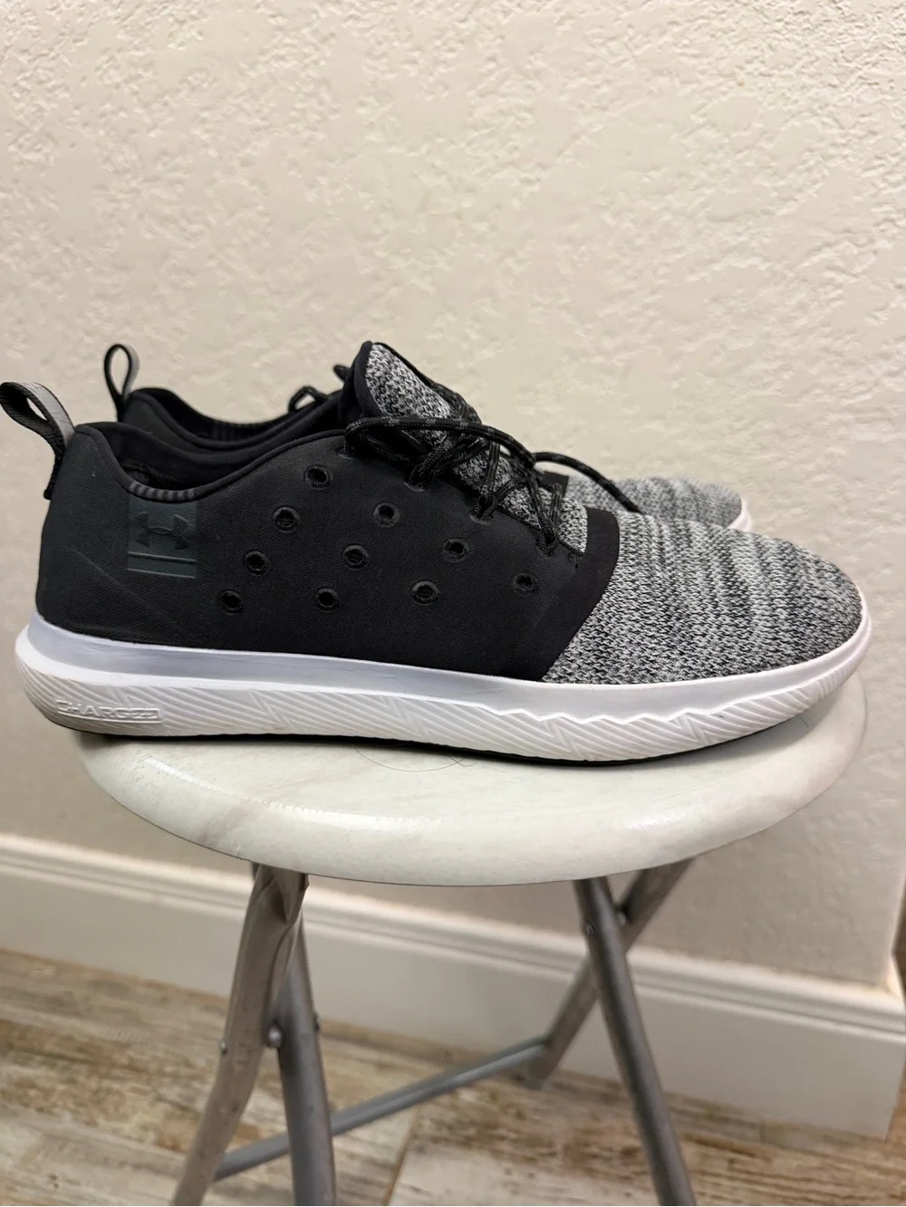 Under Armour Kids Black and Grey Knit Lace-Up Sneakers
